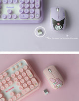 sanrio wireless keyboard mouse set, kuromi and my melody, receiver