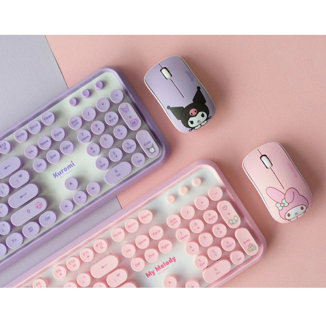 sanrio wireless keyboard mouse set, kuromi and my melody