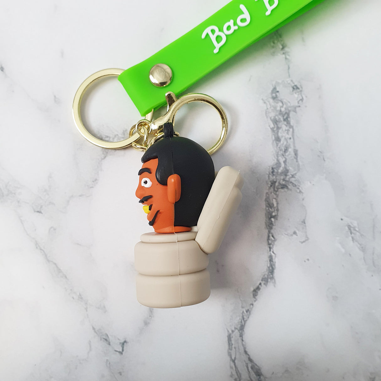 Skibidi Toilet Silicone Keychain Keyring Decor Split Ring Metal Chain Holder